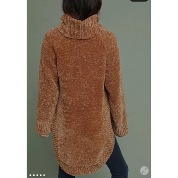Anthropologie Moth Benilda Chenille Tunic Oversized Turtleneck Sweater - Picture 6 of 12